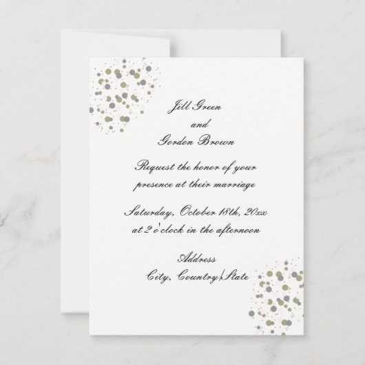 Gold Blush Confetti Wedding Invitation Kaart (Voorkant)