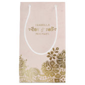 Gold blush elegant lace bruiloft tas klein cadeauzakje (Voorkant)