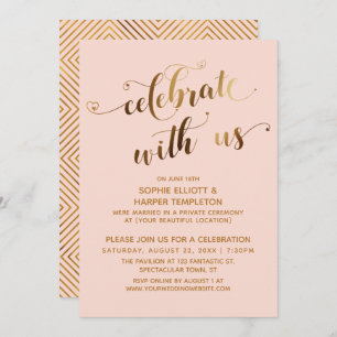 Gold & Blush-feestdag met Amerikaanse postweddensc Kaart