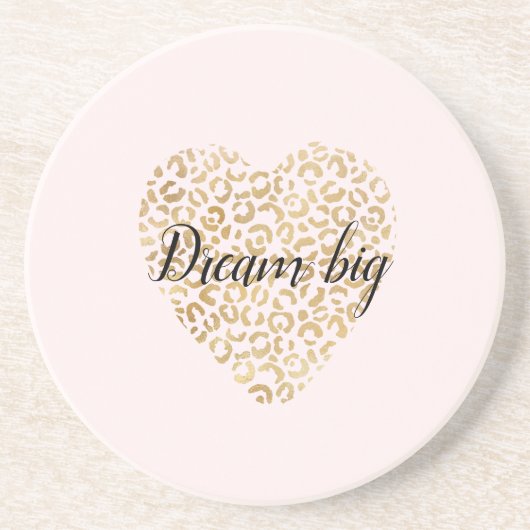 Gold Blush leopard Print Heart Zandsteen Onderzetter (Voorkant)