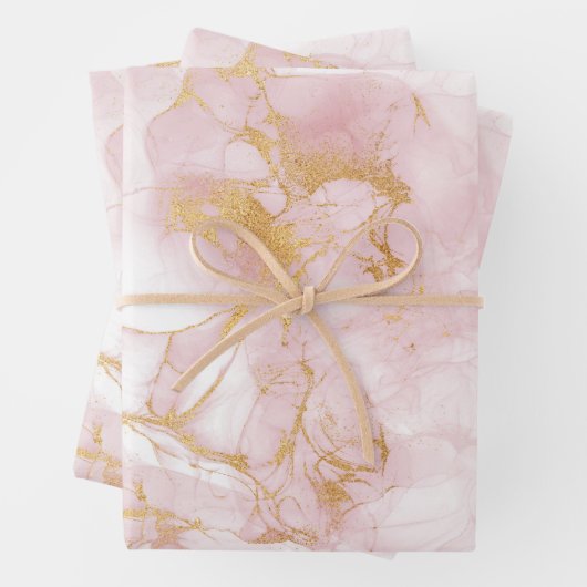 Gold Blush Marble Inpakpapier Vel (In situ)
