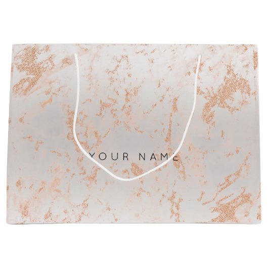 Gold Blush Marble Metallic Gift Gray Silver Peach Large Cadeautasje (Voorkant)