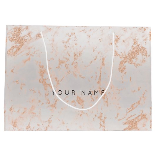 Gold Blush Marble Metallic Gift Gray Silver Peach Large Cadeautasje (Achterkant)