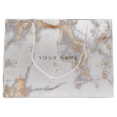 Gold Blush Marble Metallic Gift Grey Silver Roos Large Cadeautasje (Voorkant)