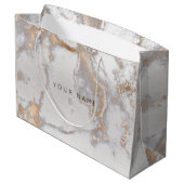 Gold Blush Marble Metallic Gift Grey Silver Roos Large Cadeautasje (Achterkant Gekanteld)