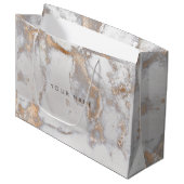 Gold Blush Marble Metallic Gift Grey Silver Roos Large Cadeautasje (Voorkant Gekanteld)