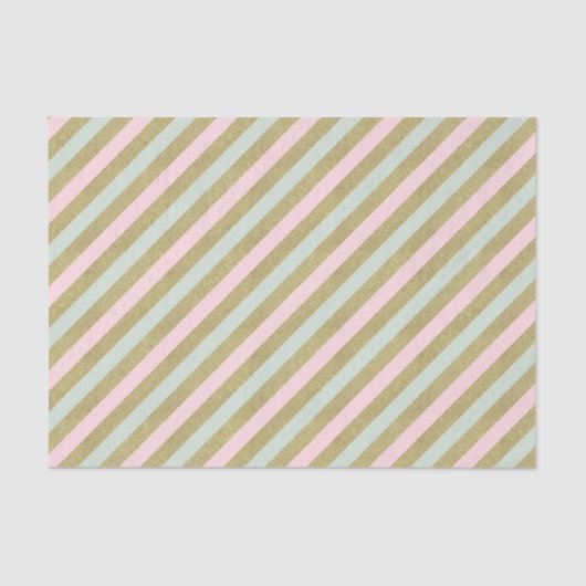 Gold Blush Mint Striped Celebration Tissue Tissuepapier (Voorkant)