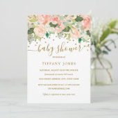 Gold Blush Perzik Bloemen Waterverf Baby shower Kaart (Staand voorkant)