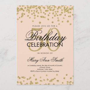 Gold Blush Pink 50th Birthday Glitter Confetti Kaart
