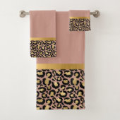 GOLD BLUSH PINK ANIMAAL LEOPARD BATHROOM SET BAD HANDDOEK (Insitu)