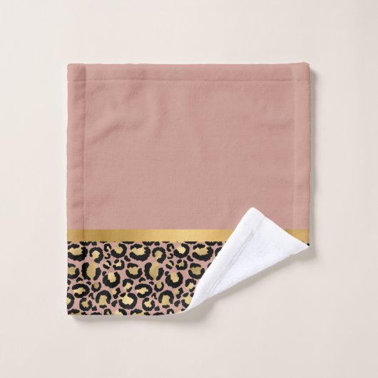 GOLD BLUSH PINK ANIMAAL LEOPARD BATHROOM SET BAD HANDDOEK (Wasdoekje)