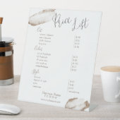 Gold Blush Pink Beauty Salon-prijslijst Reclamebord Met Voetstuk (Insitu)