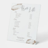 Gold Blush Pink Beauty Salon-prijslijst Reclamebord Met Voetstuk (Voorkant)