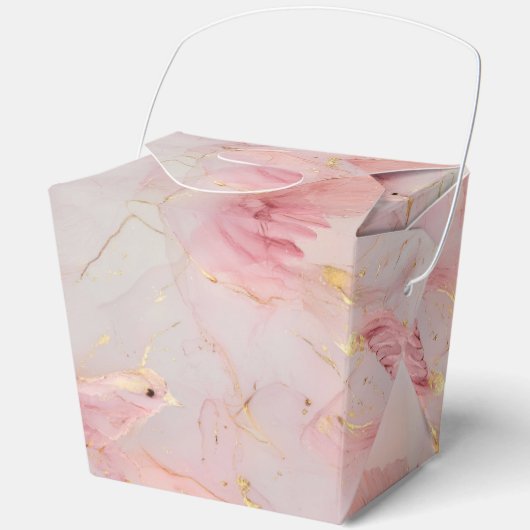 Gold Blush Pink Birds Baby shower Bedankdoosjes (Voorkant)