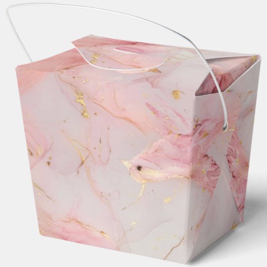 Gold Blush Pink Birds Baby shower Bedankdoosjes (Achterkant)