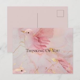 Gold Blush Pink Birds Baby shower Briefkaart