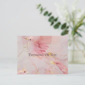 Gold Blush Pink Birds Baby shower Briefkaart (Staand voorkant)