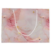 Gold Blush Pink Birds Baby shower Groot Cadeauzakje (Achterkant)