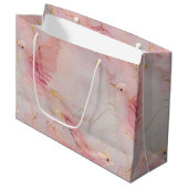 Gold Blush Pink Birds Baby shower Groot Cadeauzakje (Voorkant Gekanteld)