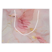 Gold Blush Pink Birds Baby shower Groot Cadeauzakje (Voorkant)