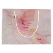 Gold Blush Pink Birds Baby shower Groot Cadeauzakje (Achterkant)