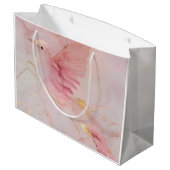 Gold Blush Pink Birds Baby shower Groot Cadeauzakje (Achterkant Gekanteld)