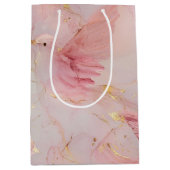 Gold Blush Pink Birds Baby shower Medium Cadeauzakje (Voorkant)