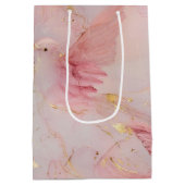 Gold Blush Pink Birds Baby shower Medium Cadeauzakje (Achterkant)