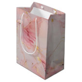 Gold Blush Pink Birds Baby shower Medium Cadeauzakje (Achterkant Gekanteld)