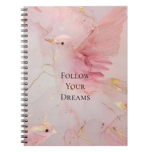 Gold Blush Pink Birds Baby shower Notitieboek (Voorkant)