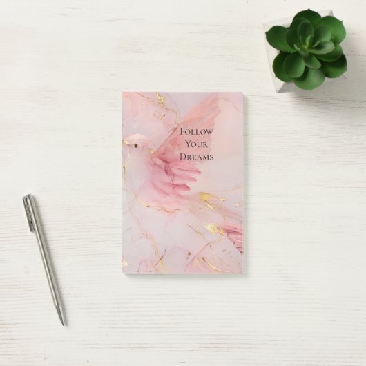 Gold Blush Pink Birds Baby shower Post-it® Notes (Kantoor)