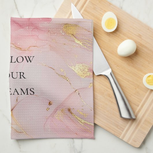 Gold Blush Pink Birds Baby shower Theedoek (Quarter Fold)