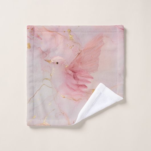 Gold Blush Pink Birds Bad Handdoek (Wasdoekje)