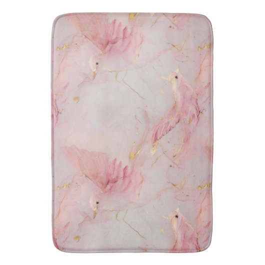 Gold Blush Pink Birds Badmat (Voorkant Verticaal)