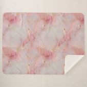 Gold Blush Pink Birds Sherpa Deken (Voorkant (horizontaal))