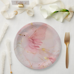 Gold Blush Pink Birds Vrijgezellenfeest Papieren Bordje