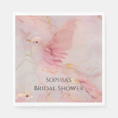 Gold Blush Pink Birds Vrijgezellenfeest Servet (Voorkant)