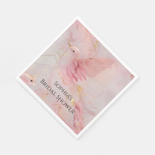 Gold Blush Pink Birds Vrijgezellenfeest Servet (Hoek)