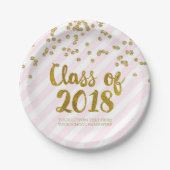Gold Blush Pink Confetti Afstuderen 2018 Papieren Bordje (Voorkant)