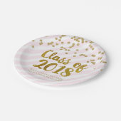 Gold Blush Pink Confetti Afstuderen 2018 Papieren Bordje (Gekanteld)