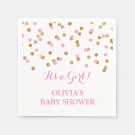 Gold Blush Pink Confetti Baby shower Servetten