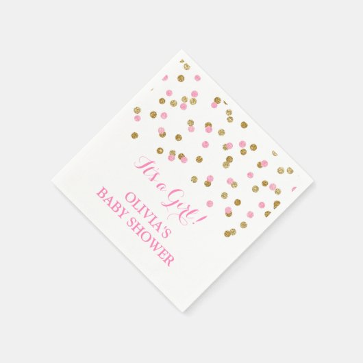 Gold Blush Pink Confetti Baby shower Servetten (Hoek)
