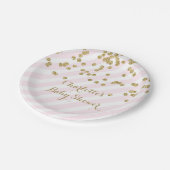 Gold Blush Pink Confetti Stripes Baby shower Bord (Gekanteld)