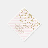 Gold Blush Pink Confetti Stripes Baby shower Servetten (Hoek)