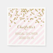 Gold Blush Pink Confetti Stripes Vrijgezellenfeest Servet (Voorkant)