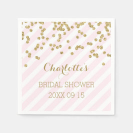 Gold Blush Pink Confetti Stripes Vrijgezellenfeest Servet