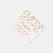 Gold Blush Pink Confetti Stripes Vrijgezellenfeest Servet (Hoek)