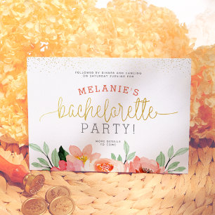 Gold Blush Pink Floral Bachelorette Party Tussenvo Kaart