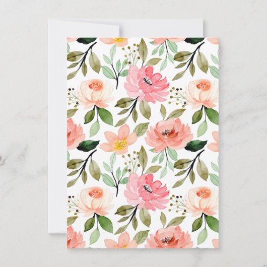 Gold Blush Pink Floral Bridal Brunch Vrijgezellenf Kaart (Achterkant)