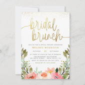 Gold Blush Pink Floral Bridal Brunch Vrijgezellenf Kaart (Voorkant)